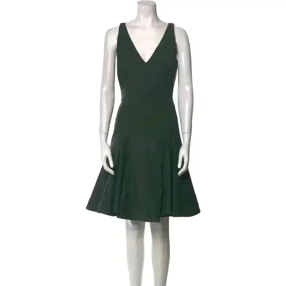 RL Sleeveless Asymetrical V Neck Swing Dress Tool Fern Green-Size 2
